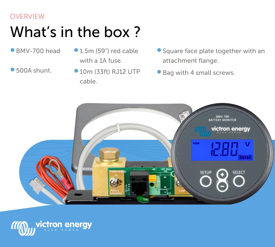 Victron Energy BMV-700 Battery Monitor with Shunt & Display - 6.5-95 VDC - Grey - Image 4