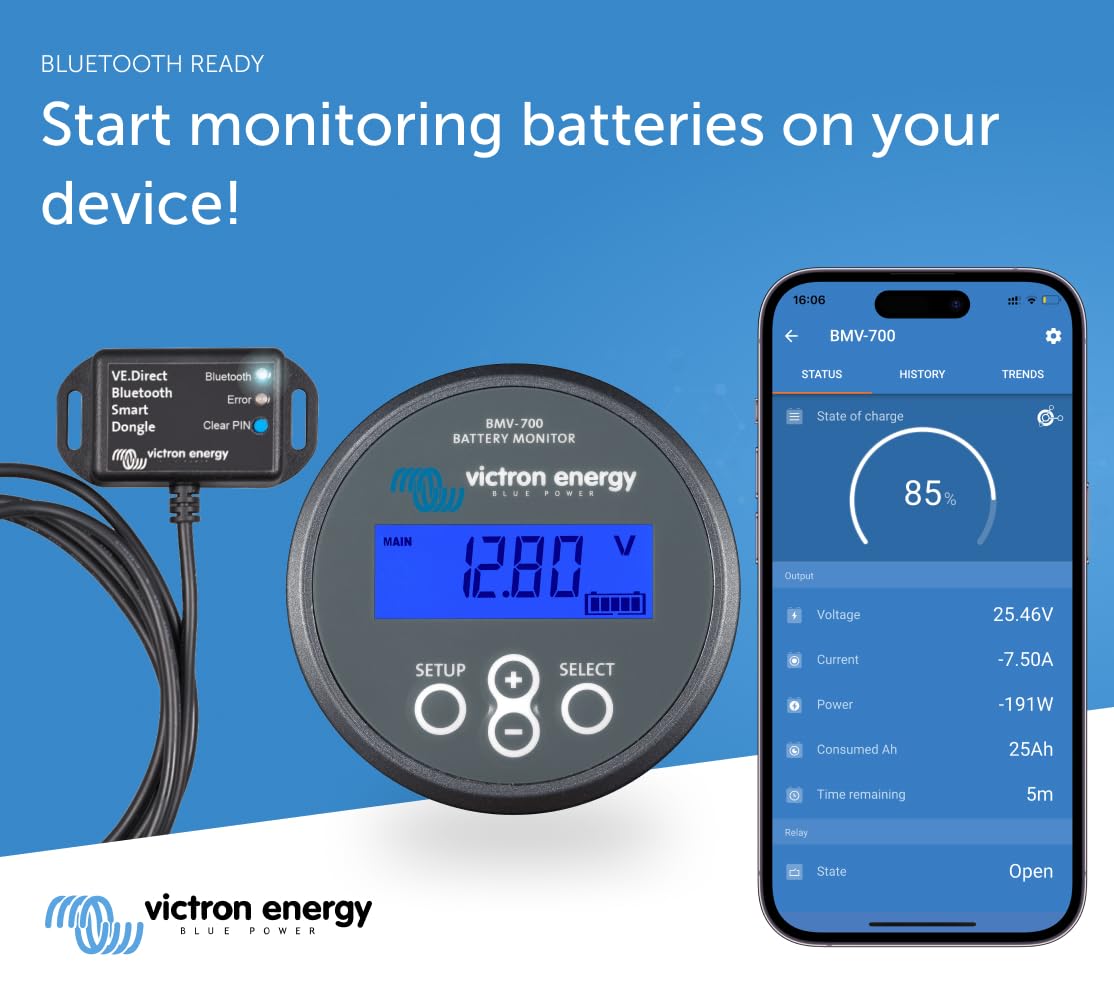 Victron Energy BMV-700 Battery Monitor with Shunt & Display - 6.5-95 VDC - Grey - Image 5
