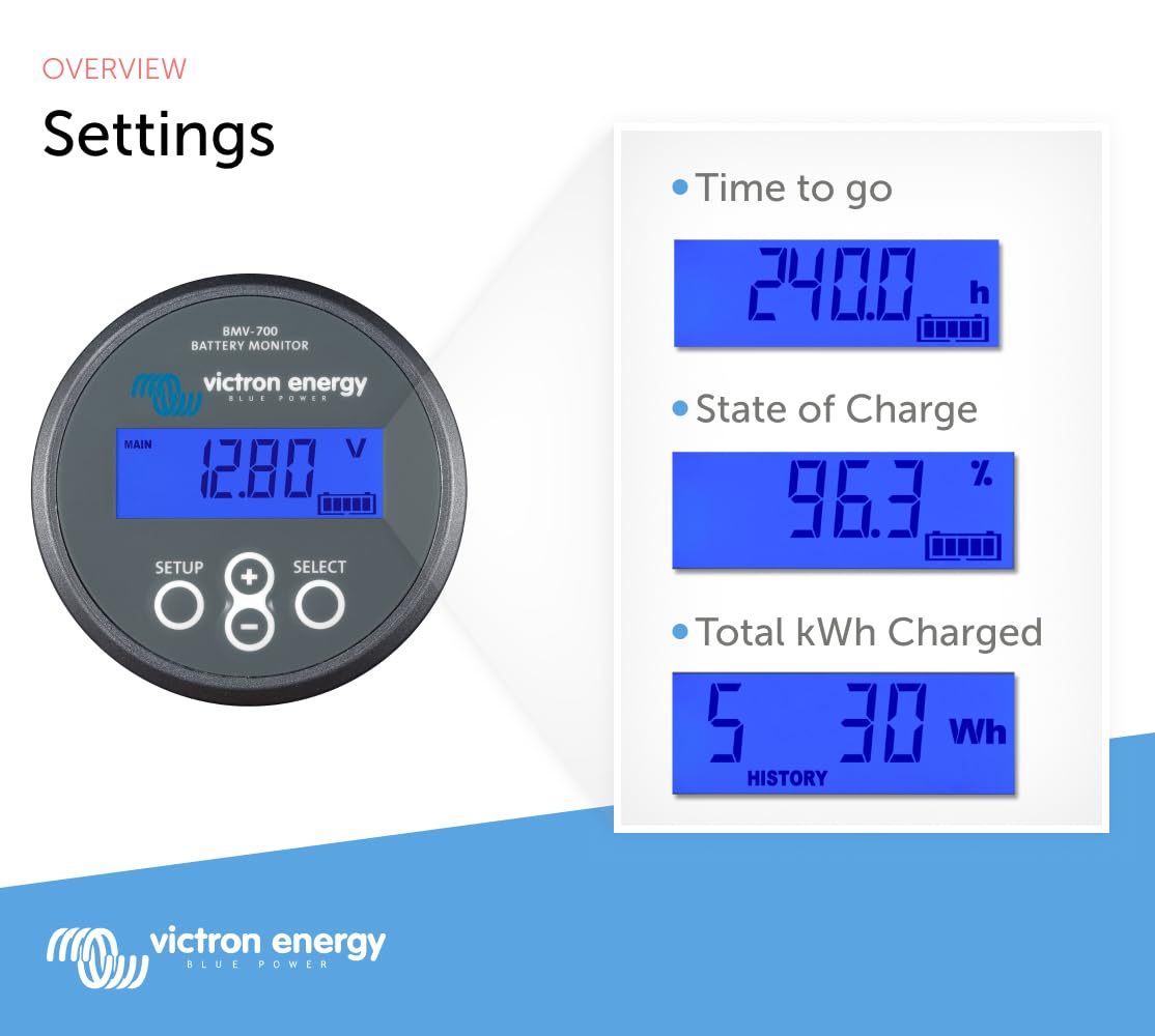 Victron Energy BMV-700 Battery Monitor with Shunt & Display - 6.5-95 VDC - Grey - Image 6