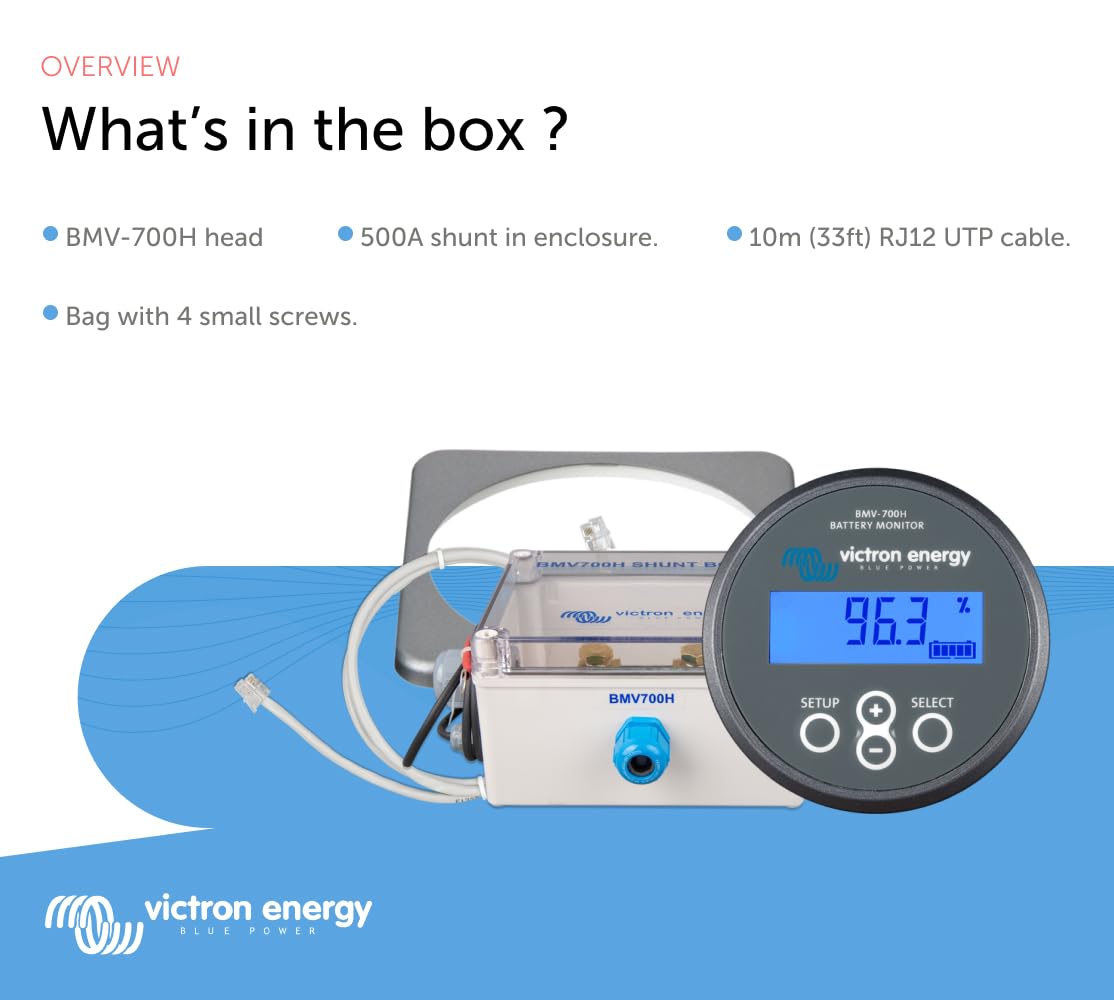 Victron Energy BMV-700H Battery Monitor with Shunt & Display - 60-385 VDC - Grey - Image 4