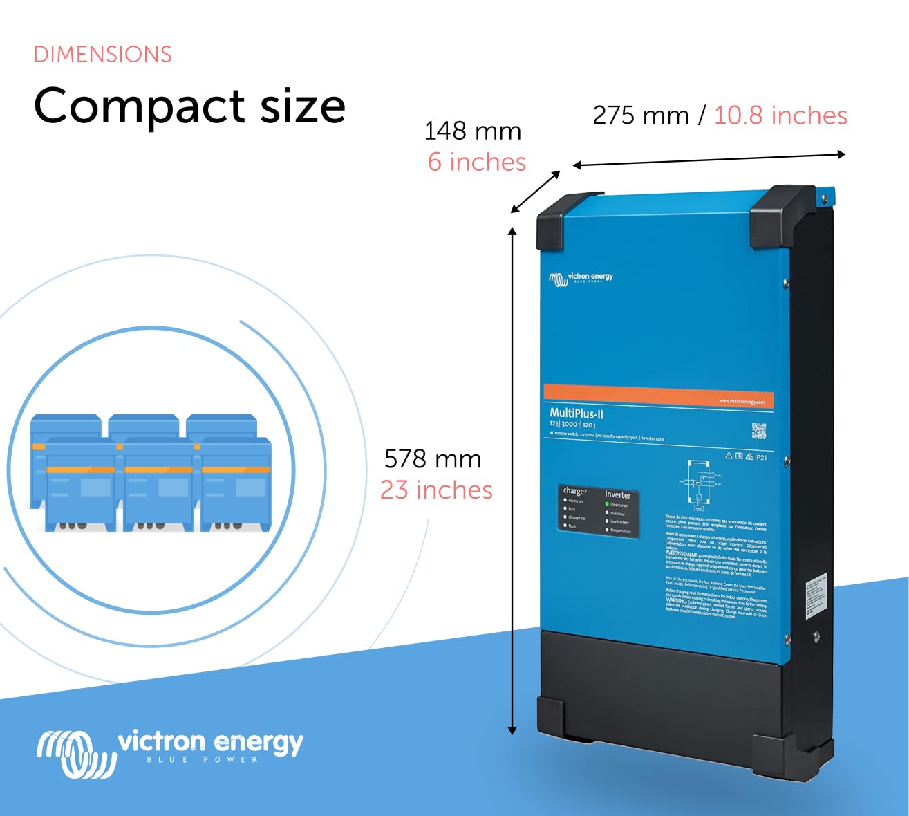 Victron Energy MultiPlus-II 2X Pure Sine Wave Inverter Charger for 120 amp Battery, UL-Certified 120V, 3000VA 12-Volt (UL 458) - Image 3